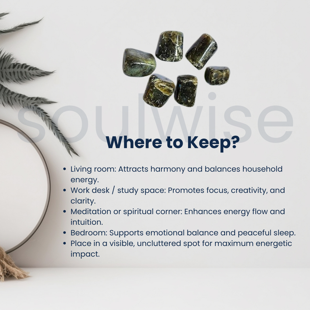 Labradorite Tumbles – Set of 6 A-Grade Natural Healing Crystals | Polished Tumbled Stones for Protection, Intuition & Energy Work