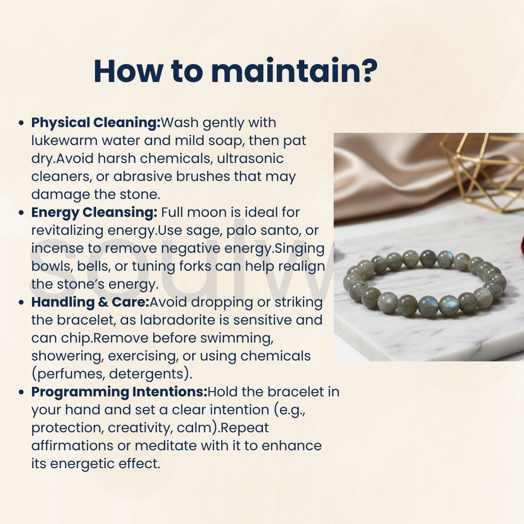 Labradorite Bracelet 8mm for Women & Men with Certificate – Natural Crystal for Protection, Intuition & Energy Shield