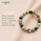 Scorpio Zodiac Crystal Bracelet with Hamsa Hand Charm – Certified Labradorite & Malachite 8mm Beads