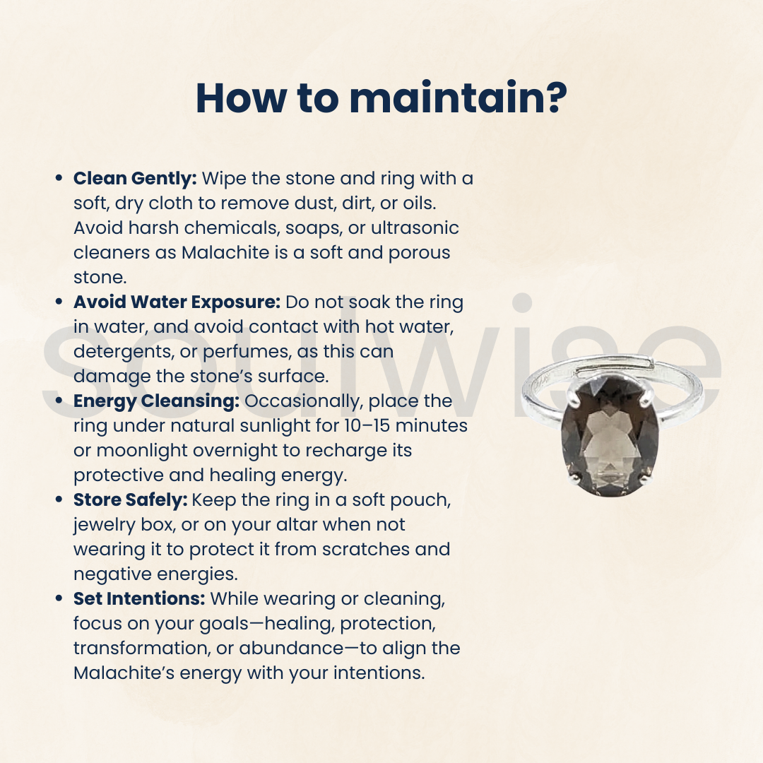 Natural Smoky Quartz Gemstone Ring – Stress Relief ,Protection,Healing & Grounding.