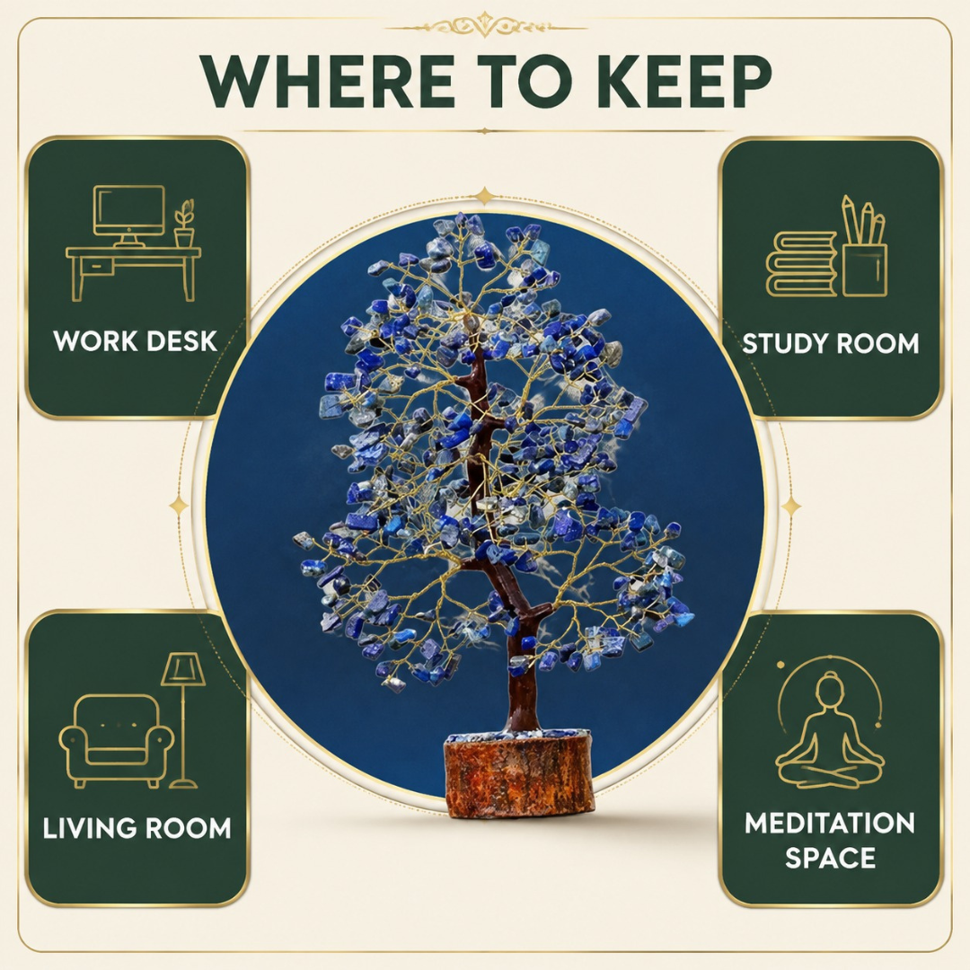 Lapis Lazuli Crystal Tree 8 Inch – Blue Gemstone Tree for Home Décor, Office Desk, Meditation & Spiritual Gifting