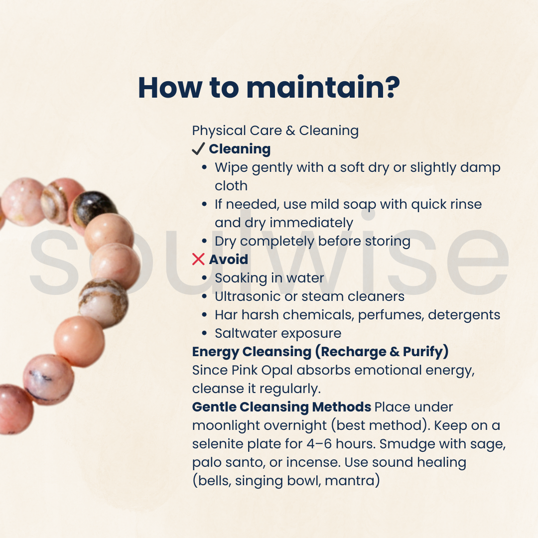 Pink Opal 10mm Crystal Beaded Bracelet for Men & Women – Natural Stone for Emotional Healing, Love & Heart Chakra Balance