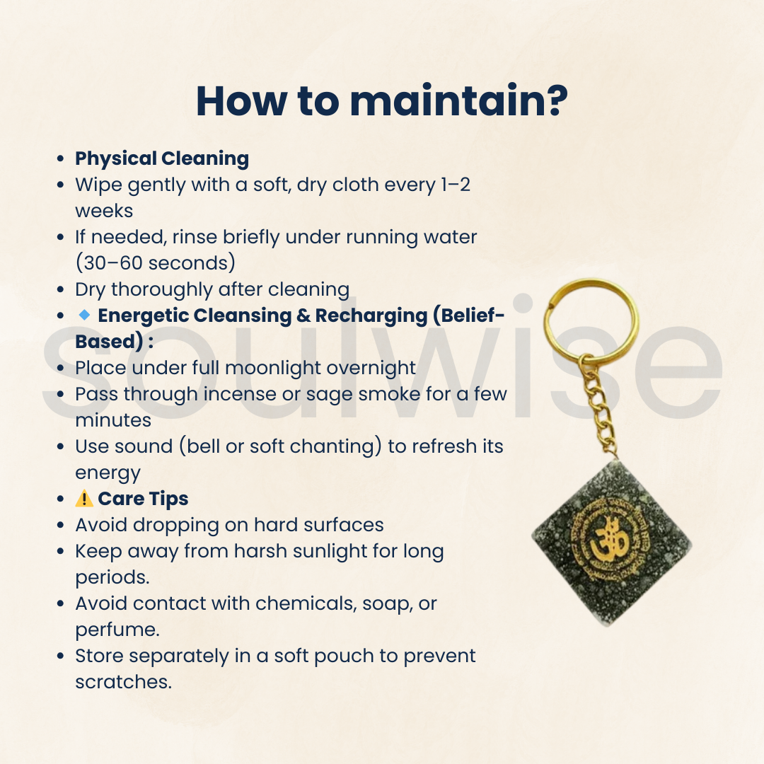 Natural Pyrite Om Keychain Certified Square Pyrite Crystal Key Ring