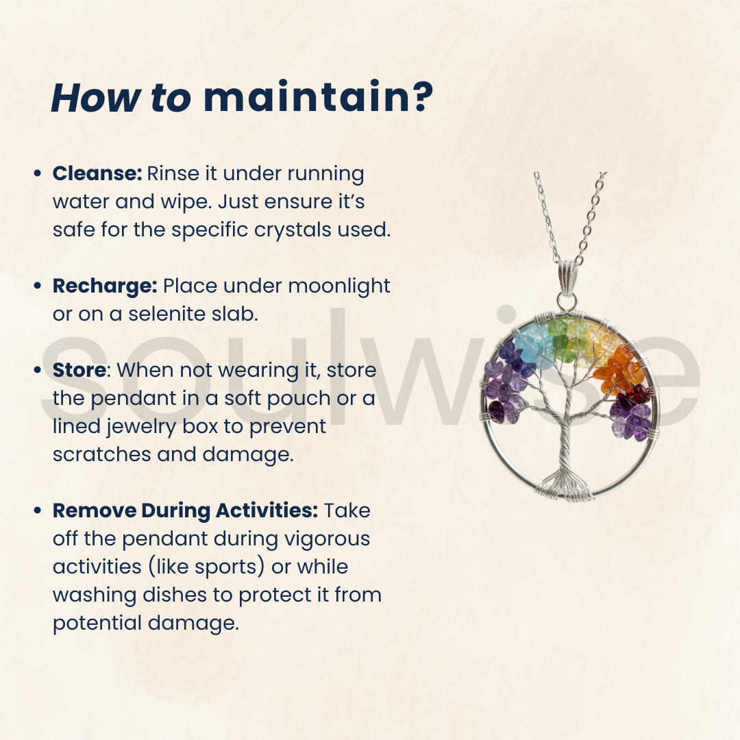 Tree of Life Chakra Pendant – Seven Chakra Gemstone Necklace – Spiritual Healing Jewelry