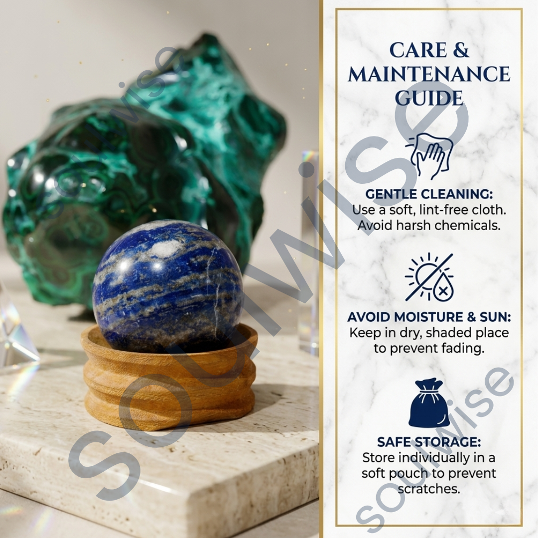 Lapis Lazuli Crystal Sphere (60–65mm) – Natural Healing Crystal Ball for Meditation, Reiki, Chakra Balancing, Focus & Home Décor