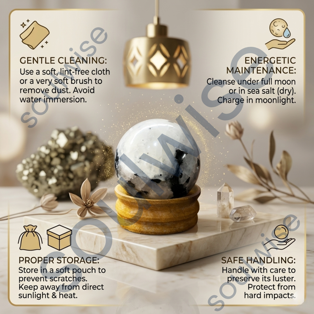 Natural Moonstone Sphere – Crystal Ball for Intuition, Emotional Balance & Divine Feminine Energy