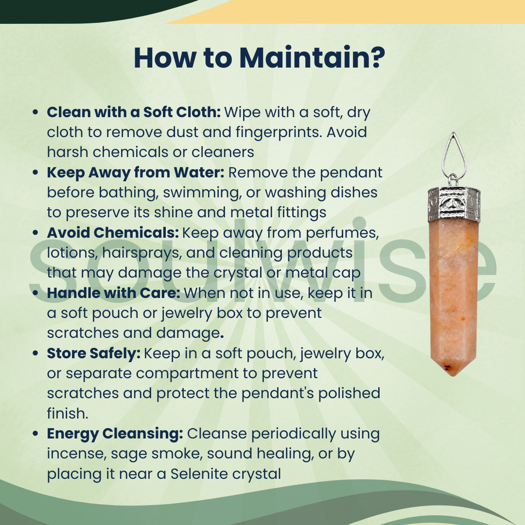 Natural Sunstone Pencil Pendant – Healing Crystal Necklace for Positivity, Confidence, Success & Personal Empowerment