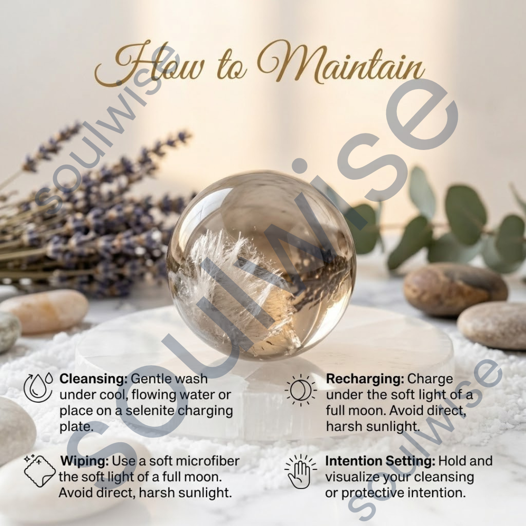 Smoky Clear Quartz Crystal Sphere – Natural Healing Crystal Ball for Grounding, Clarity, Protection & Positive Energy | Polished Gemstone Sphere for Meditation, Reiki & Home Décor
