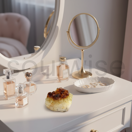 Raw Dark Citrine Cluster – Natural Deep Golden Quartz Crystal for Grounding, Prosperity & Energy Healing