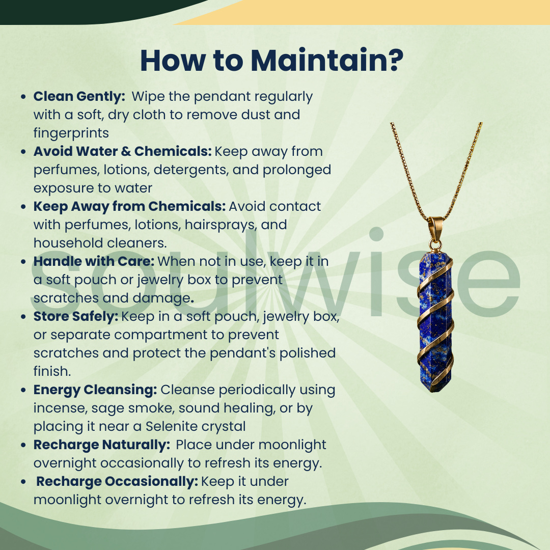 Natural Lapis Lazuli Pendant – Throat Chakra Healing Crystal Necklace for Communication, Protection & Mental Clarity