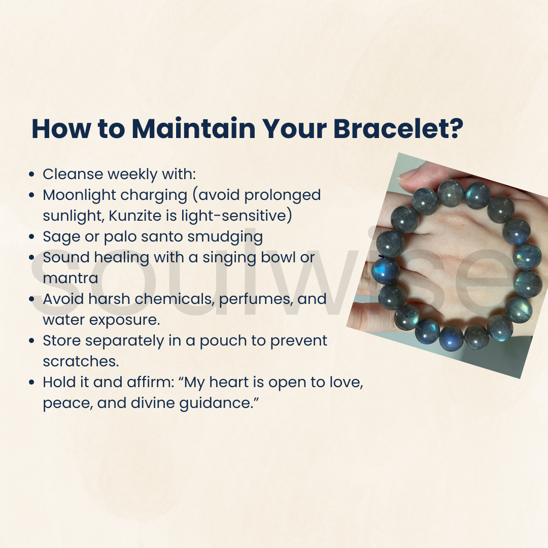 Labradorite 10mm bracelet for good relationship, happiness, health, and wealth.