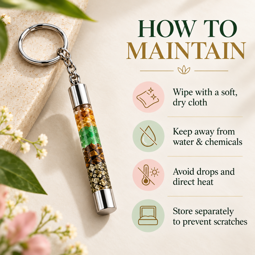 Money Magnet Natural Crystal Chips Keychain – Prosperity-Themed Gemstone Keyring for Keys, Bags & Spiritual Gifting