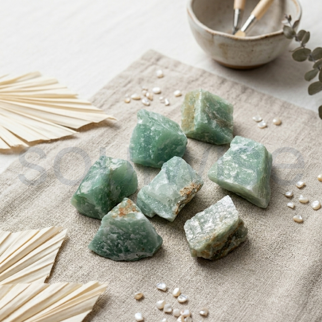 Green Aventurine Raw Natural Stone – Unpolished Healing Crystal for Luck, Prosperity & Emotional Balance | Heart Chakra Energy Stone (50g)