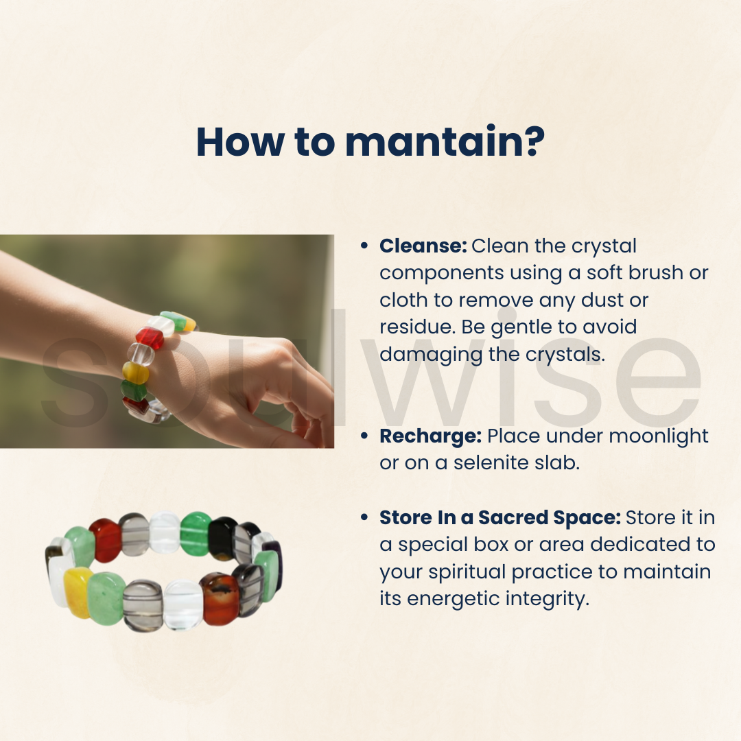 Seven Chakra Fancy Bracelet – Natural Healing Crystal Beads for Energy Balance, Meditation, Reiki, and Spiritual Wellness – Unisex Adjustable Yoga Bracelet