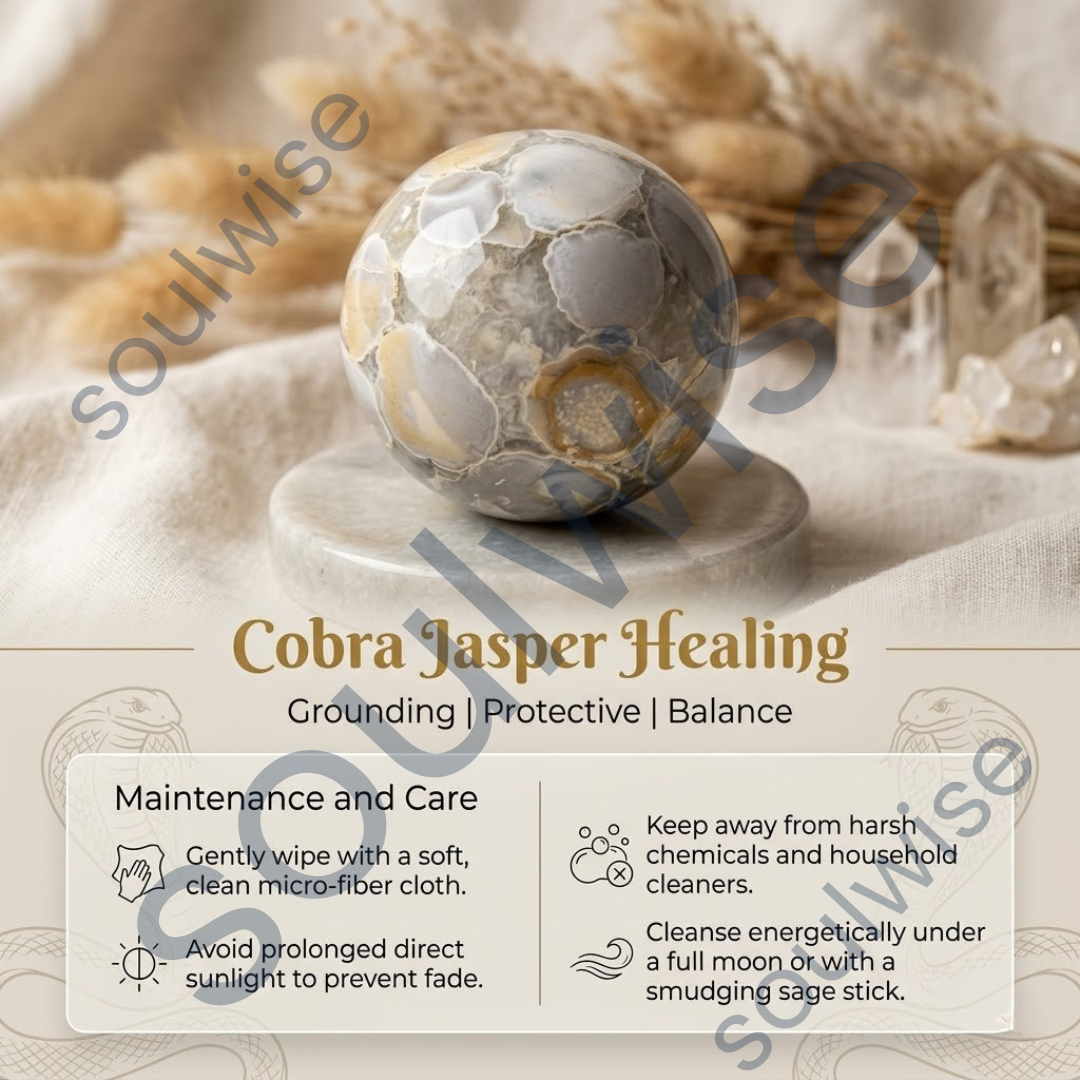 Cobra Jasper Crystal Sphere – Natural Healing Crystal Ball for Grounding, Protection, Strength & Positive Energy | Polished Gemstone Sphere for Meditation, Reiki & Home Décor