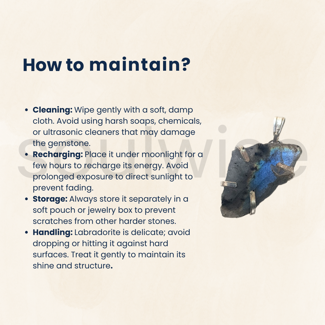 प्राकृतिक लैब्राडोराइट पेंडेंट, प्रमाणित