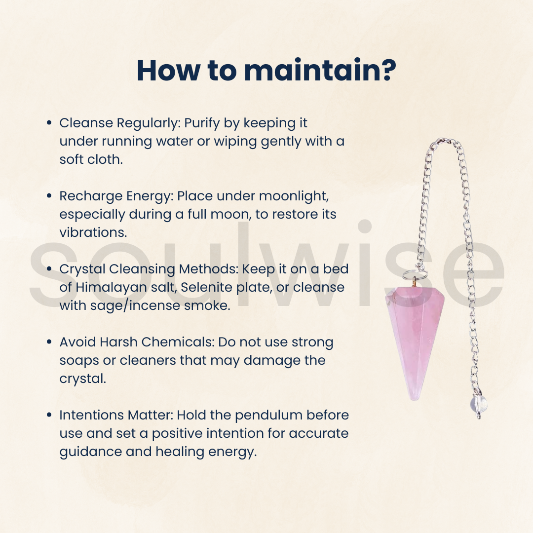Soulwise Rose Quartz Faceted Dowsing Pendulum With Chain