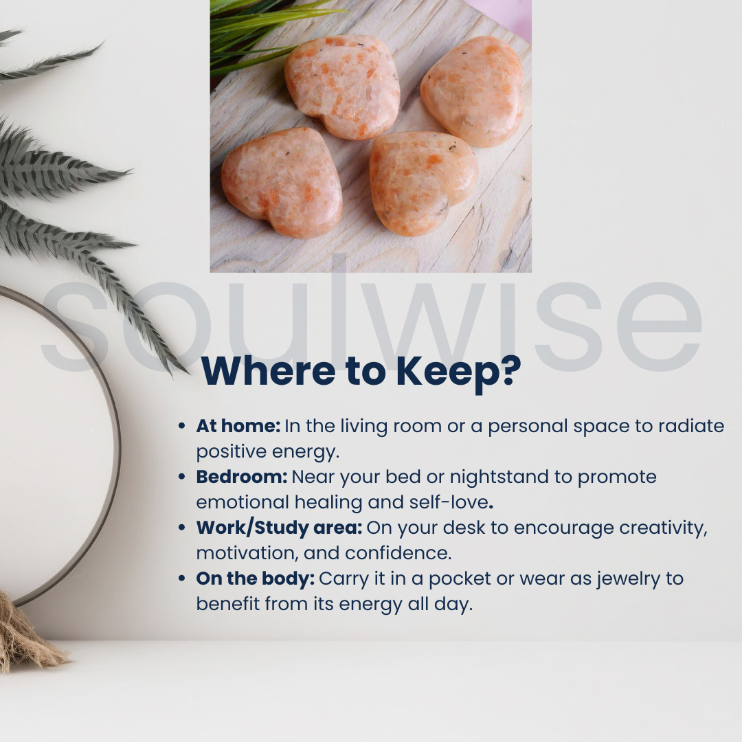 Natural Sunstone Crystal Heart 1 Inch | Polished Healing Stone for Positivity, Confidence, Joy & Energy Balance | Meditation & Spiritual Gift