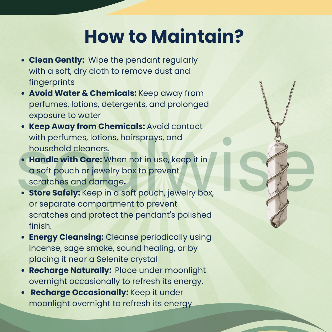 Howlite Crystal Spiral Pendant – Natural Healing Stone Necklace for Peace, Guidance, Chakra Healing & Positive Energy