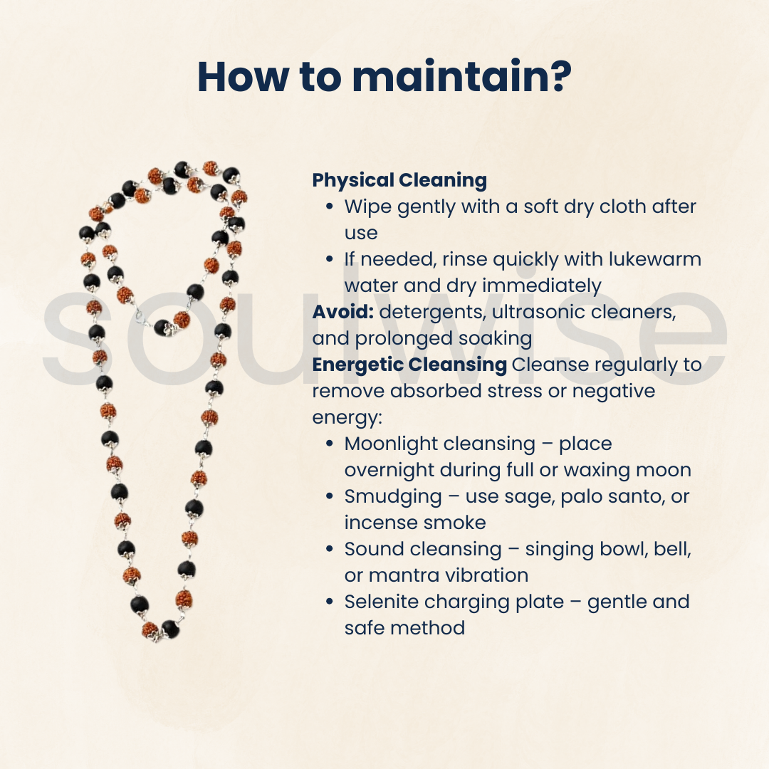 Karungali Ebony Wood & Rudraksha Mala 8mm Bead Jaap mala for Protection against Evil Eye, Black Magic, Financial Growth, Prosperity for Men & Women