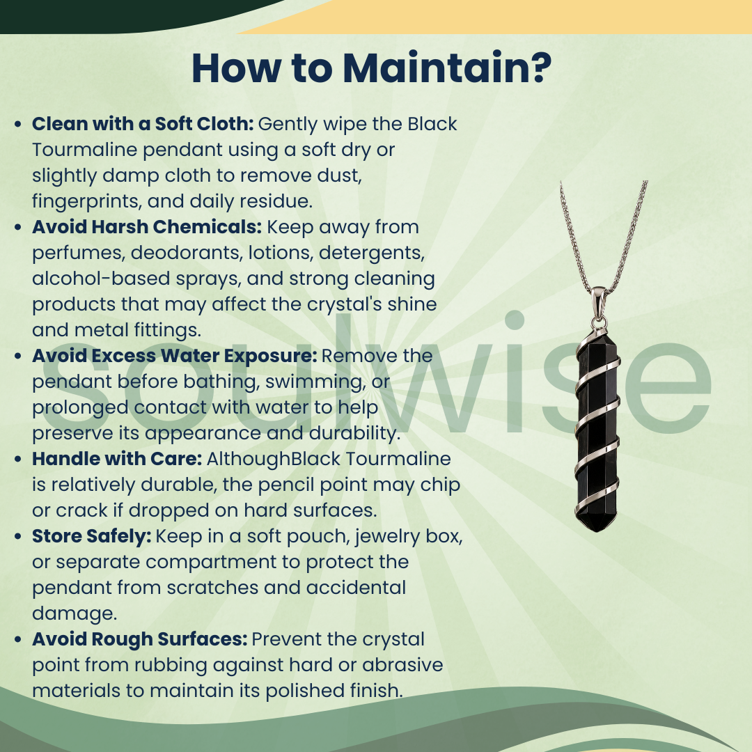 Black Tourmaline Spiral Pendant – Natural Reiki Healing Crystal Necklace for Protection, Energy Shielding & Negative Energy Cleansing