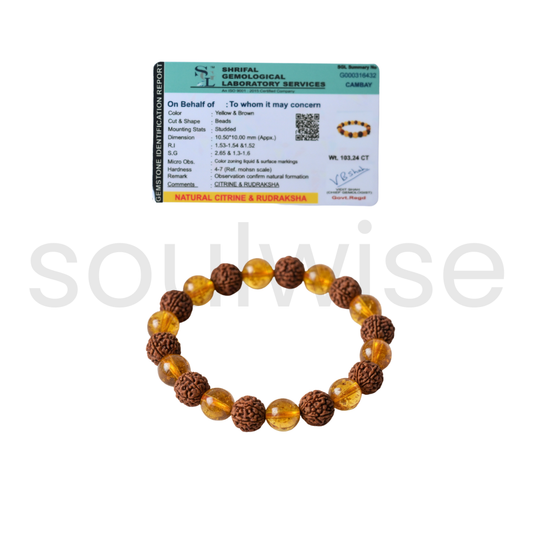 Citrine-Rudraksha 10mm bracelet | | 📿𝗦𝗵𝗿𝗮𝘃𝗮𝗻 𝗦𝗽𝗲𝗰𝗶𝗮𝗹📿