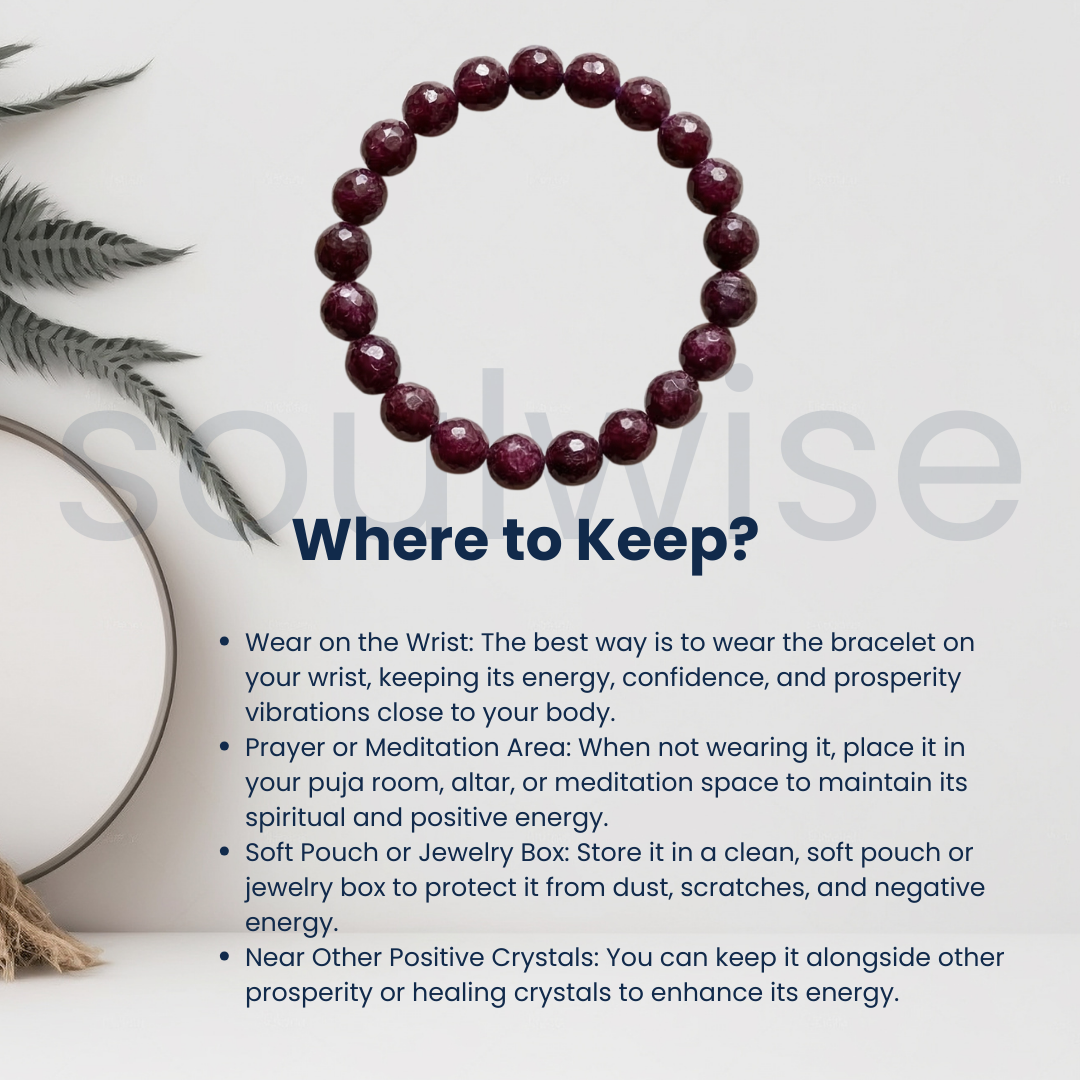 Natural Ruby Diamond Cut A+ Quality 10mm Bracelet for passion, strength, and vitality.