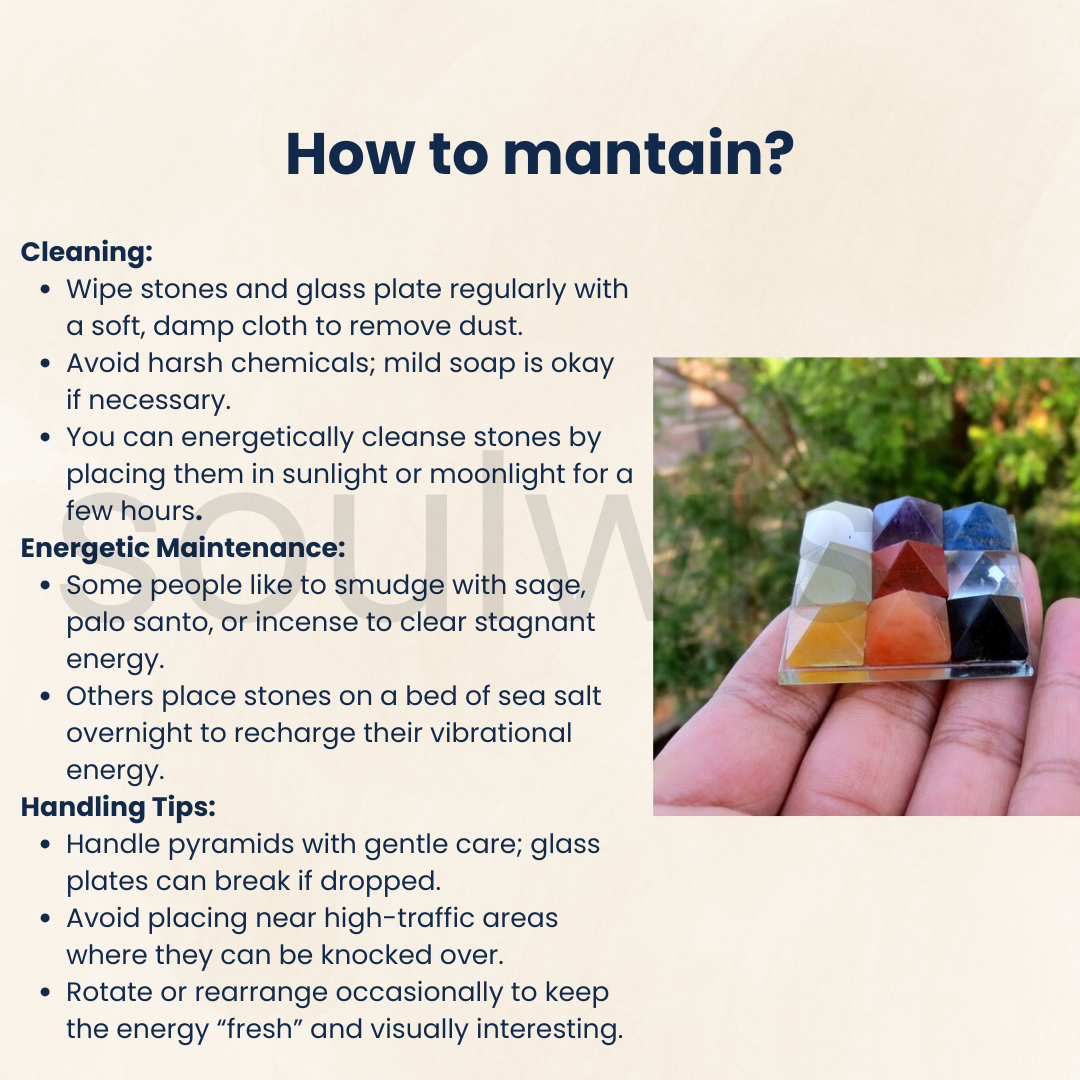 Navagraha Pyramid Tray with Mirror Base – Energized Vastu Healing Tool for Positive Energy, Spiritual Balance & Home Decor