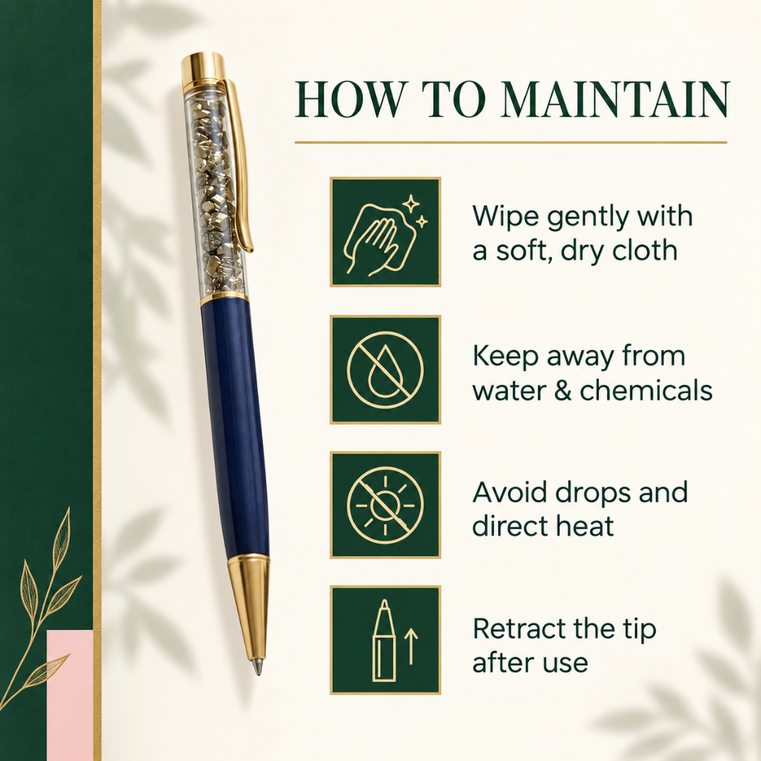 Pyrite Ball Pen – Crystal Ballpoint Pen for Office, Journaling & Thoughtful Gifting