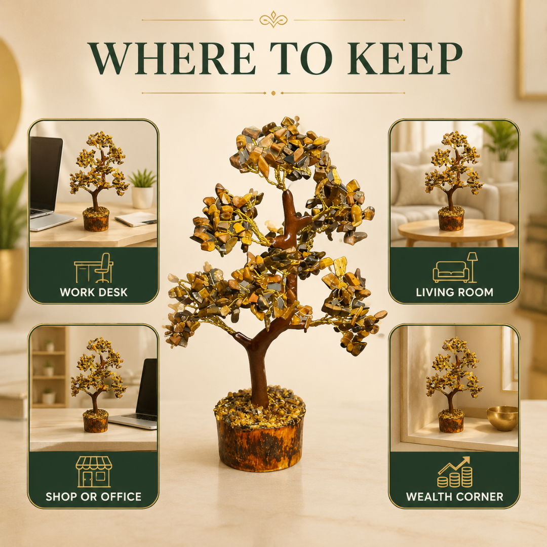 Tiger Eye Crystal Tree 8 Inch – Golden Brown Gemstone Tree for Home Décor, Office Desk & Spiritual Gifting