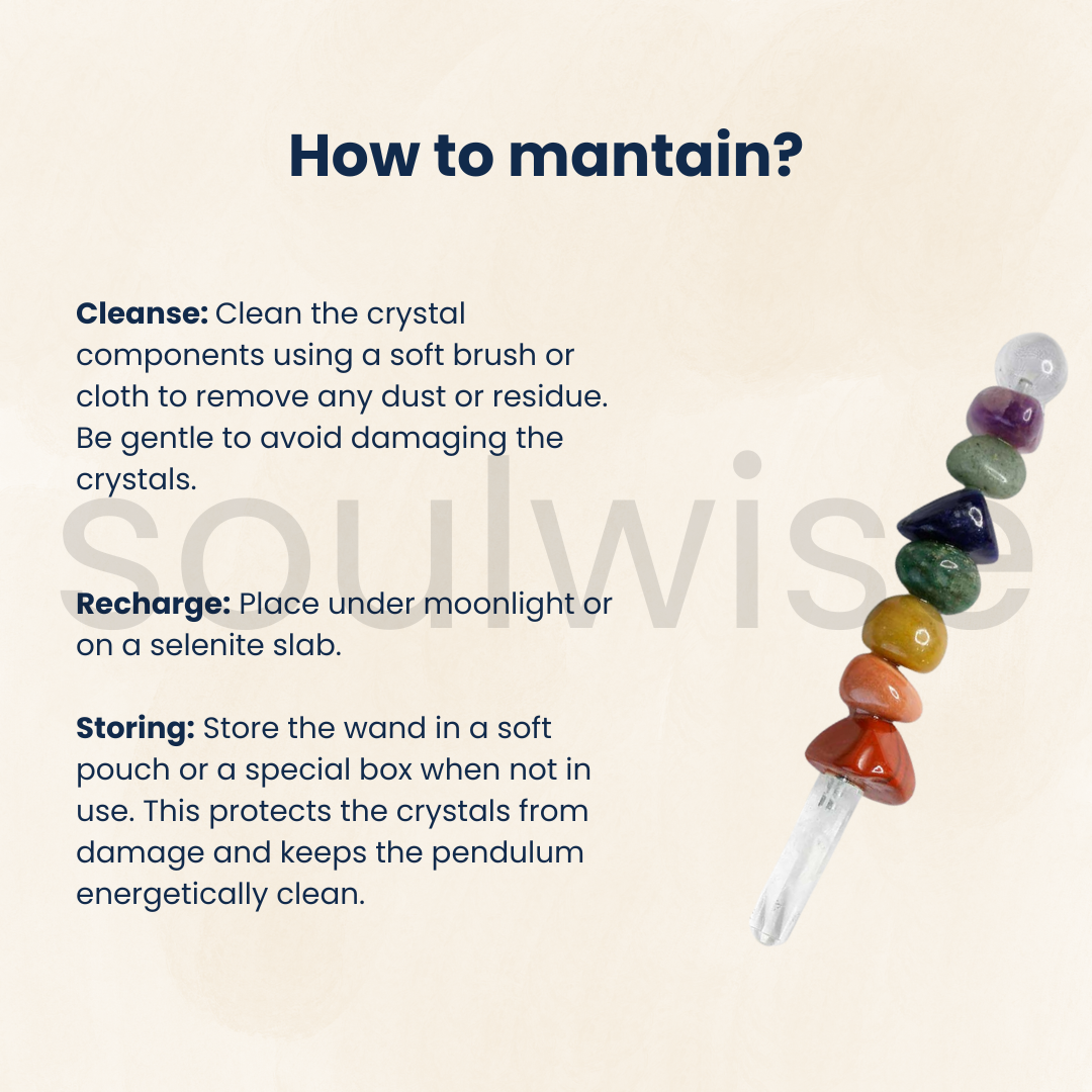 7 Chakra Tumbled Crystal Healing Wand – Natural Gemstone Energy Balancing Stick for Meditation, Reiki, and Chakra Alignment.