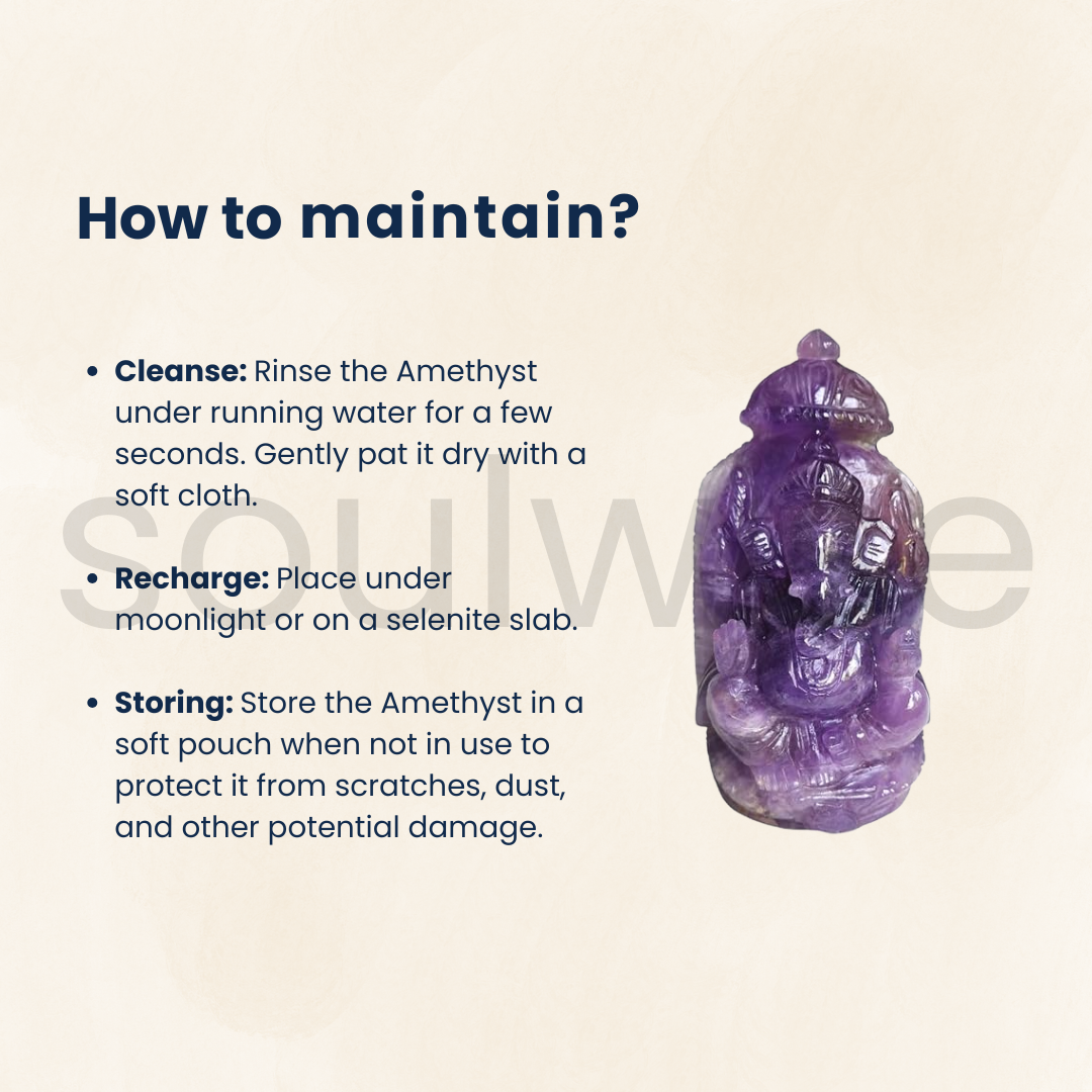 Soulwise Amethyst ametrine Ganesha 14cm Tall, Healing Crystal for Growth, Abundance and Positivity, Diwali Decor, Diwali Gift