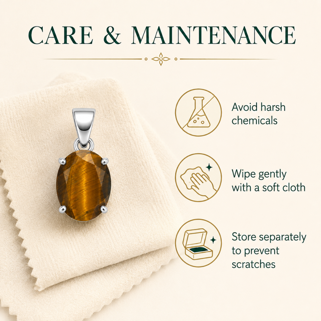 Natural Tiger’s Eye Gemstone Pendant – Oval-Cut Confidence & Protection Crystal Jewellery