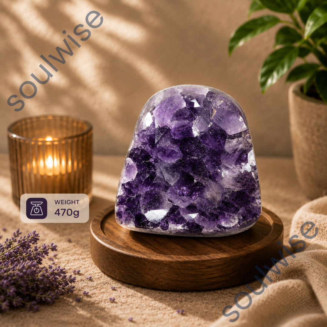 Natural Amethyst Geode Raw Crystal Stone – Authentic Purple Quartz Cluster for Home Decor, Meditation & Positive Energy (260g)