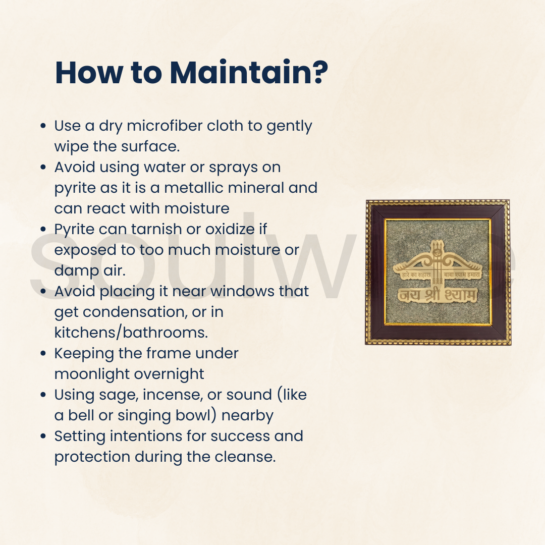 Khatu Shyam baba On raw pyrite base Wall Frame Certified