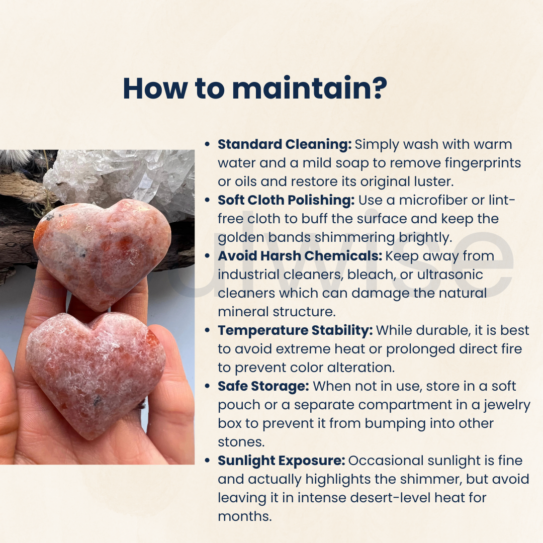 Sunstone Heart Stone Polished Natural Crystal for Meditation Positive Energy Emotional Balance Spiritual Home Décor Gift