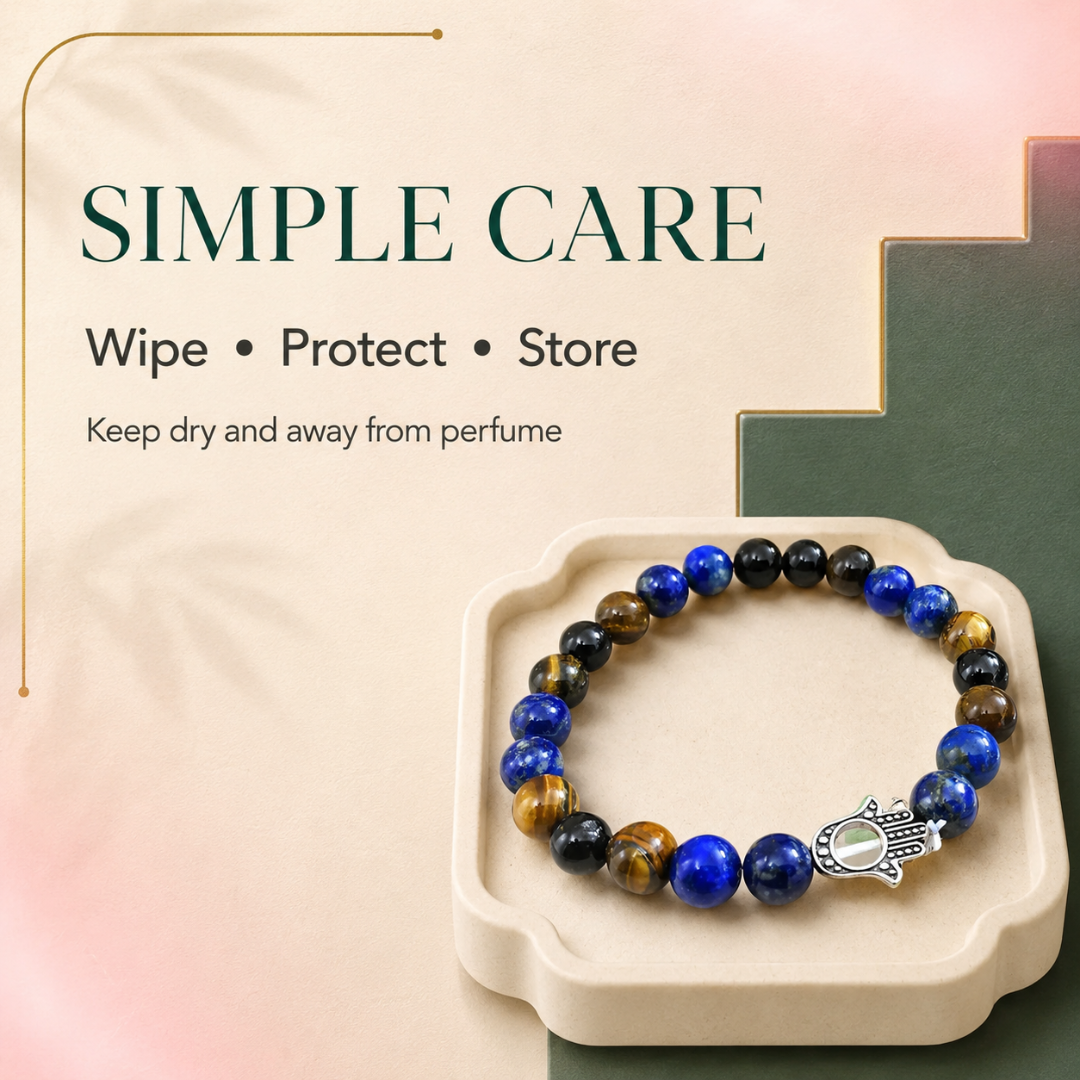 Capricorn Zodiac Crystal Bracelet with Hamsa Hand Charm – Certified Natural Multi-Stone 8mm Beads