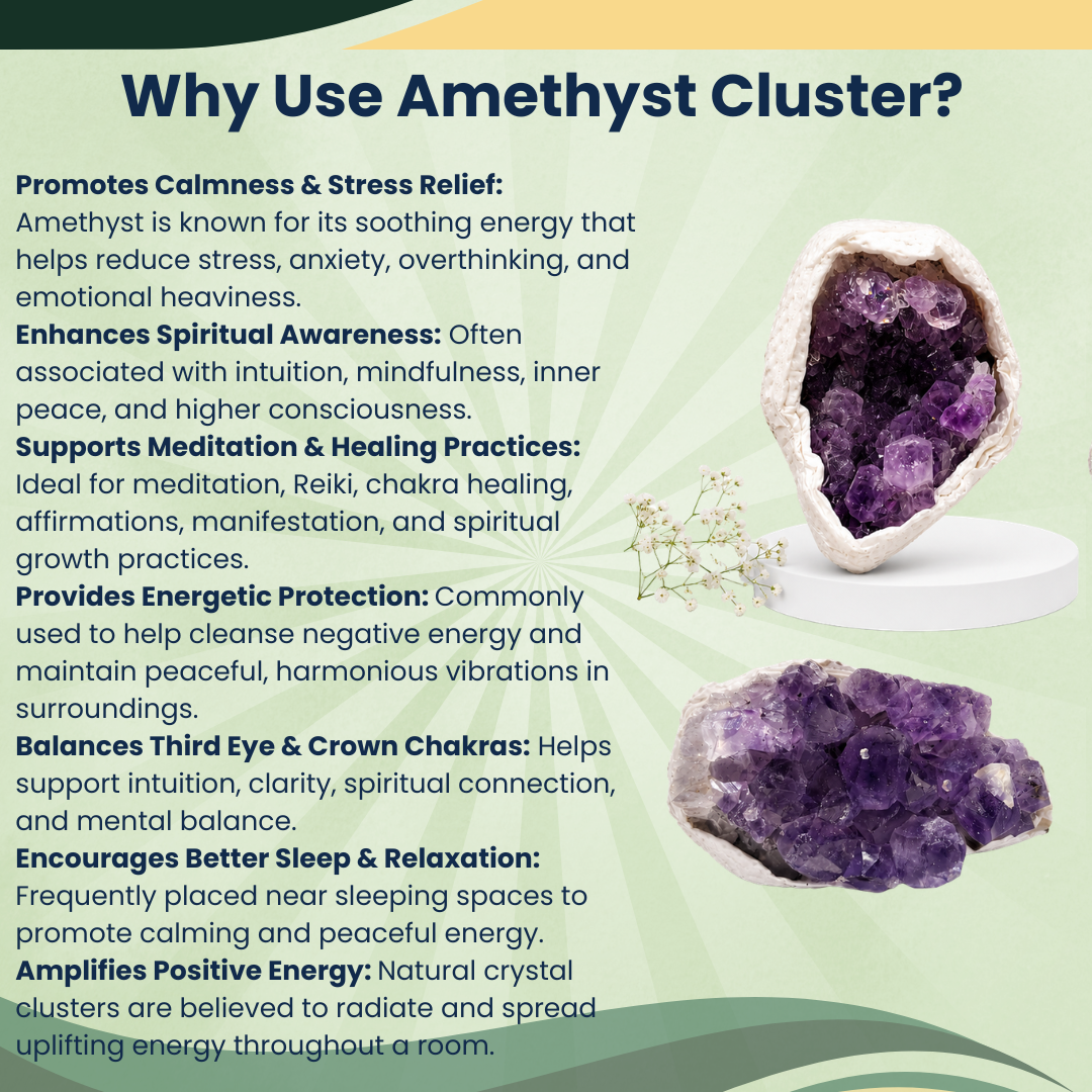 Natural Uruguay Amethyst Cluster Raw Geode Stone – Authentic Purple Crystal for Home Decor, Meditation & Positive Energy