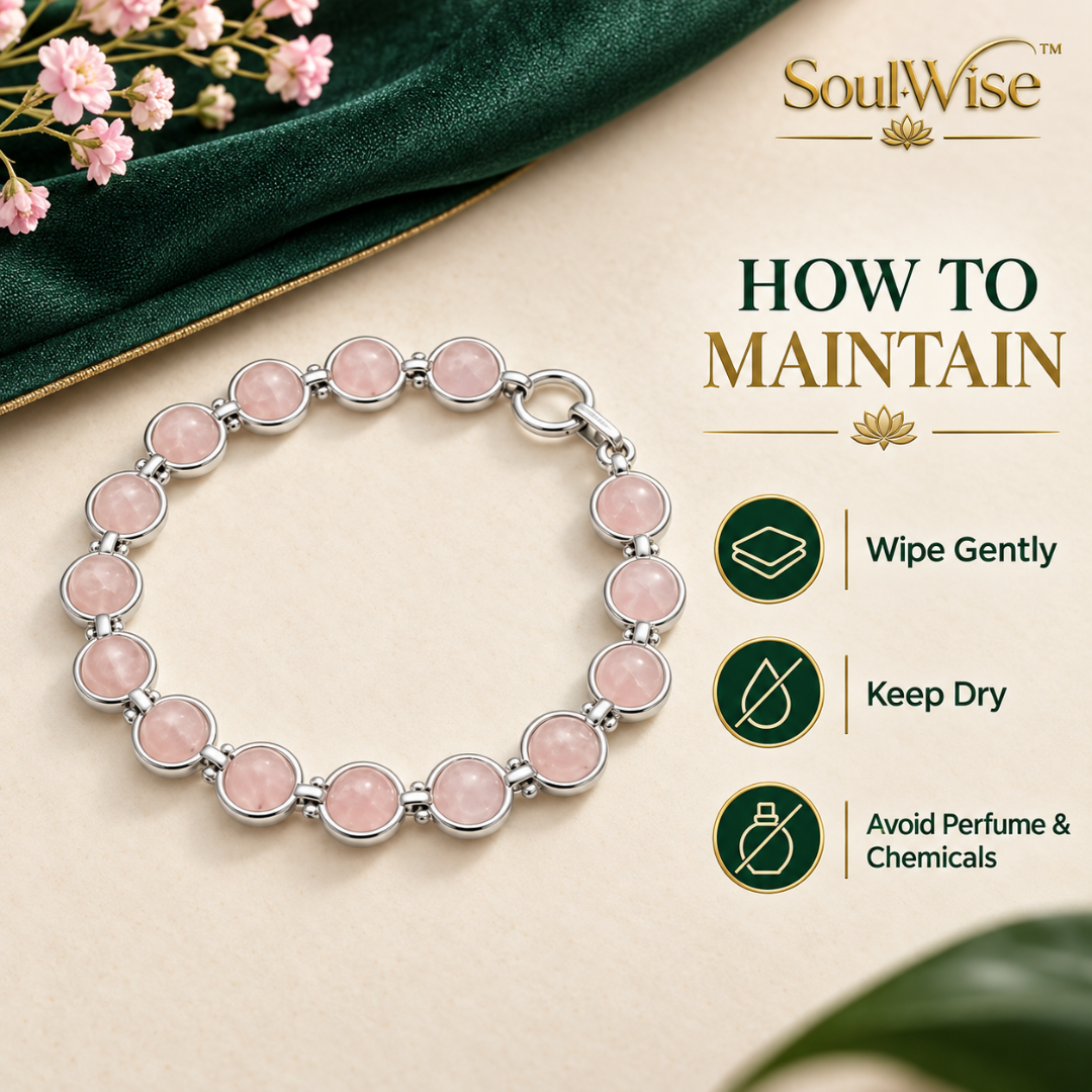 Natural Rose Quartz Chain Bracelet – Pink Healing Crystal Jewelry for Love, Self-Love, Emotional Balance, Relationship Harmony, Heart Chakra & Positive Energy | Elegant Bracelet for Women & Girls
