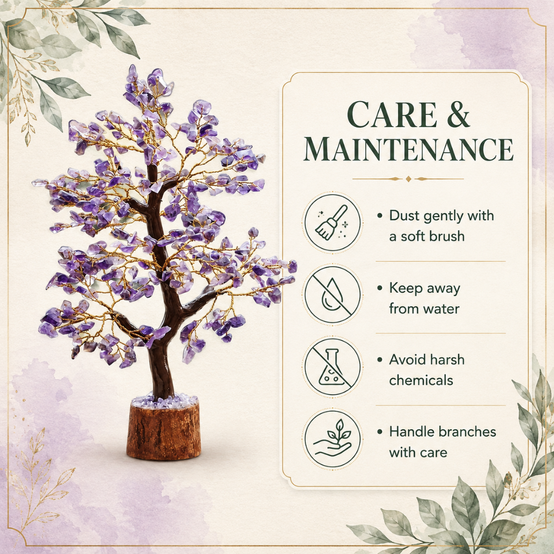 Soulwise Amethyst Crystal Tree for Positive Energy – 8-10 Inch Handcrafted Gemstone Bonsai Tree for Healing, Vastu, Home Decor, Meditation & Gifts