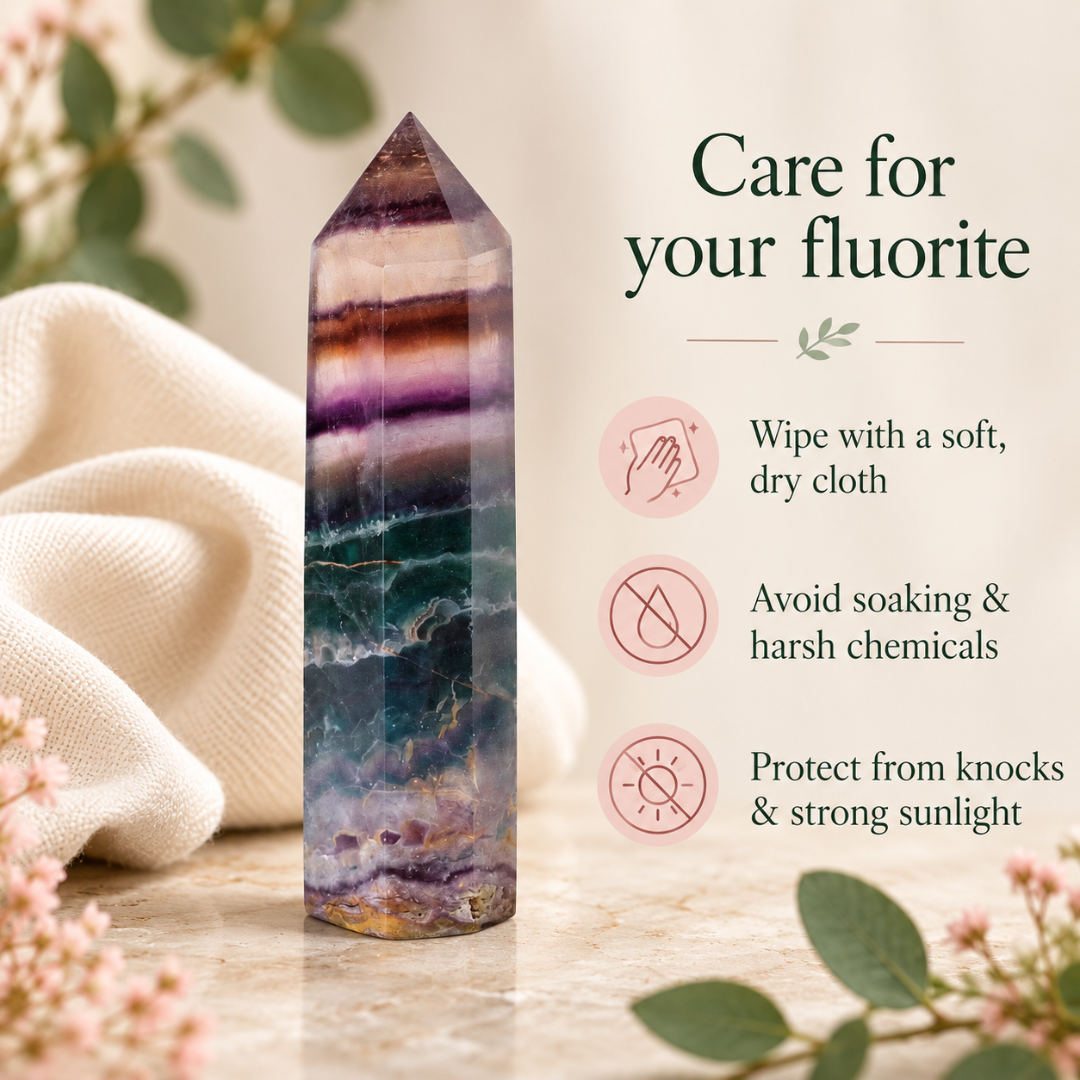 Natural Fluorite Crystal Pencil – Healing Gemstone Point for Mental Clarity, Focus, Concentration, Emotional Balance, Reiki, Meditation, Chakra Balancing & Positive Energy