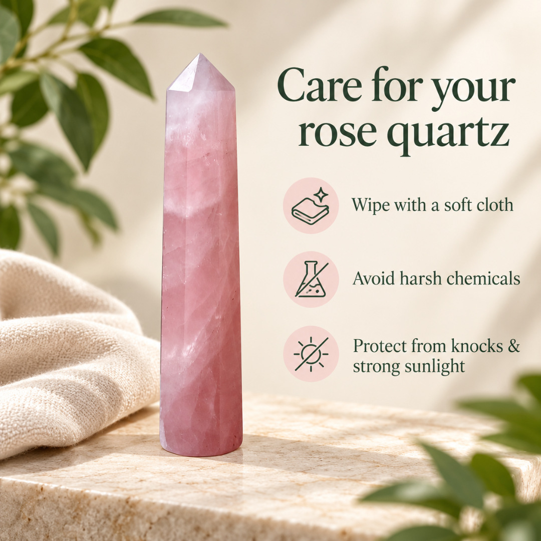 Natural Rose Quartz Crystal Pencil – Pink Healing Gemstone Point for Love, Self-Love, Emotional Balance, Heart Chakra Healing, Reiki, Meditation & Positive Energy
