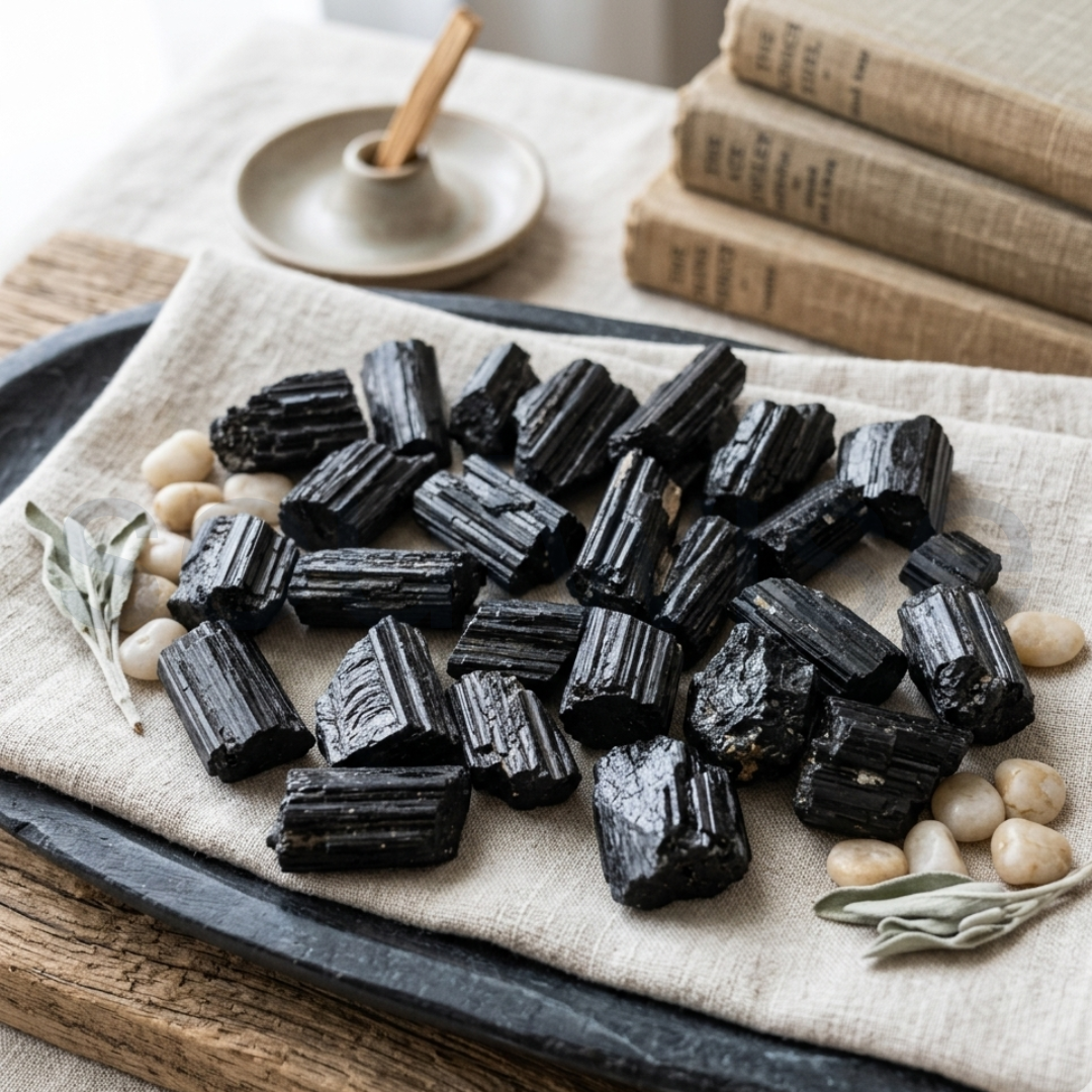 Black Tourmaline Raw Natural Stone – Unpolished Protection Crystal for Grounding, Energy Shield & Negativity Protection (50g)