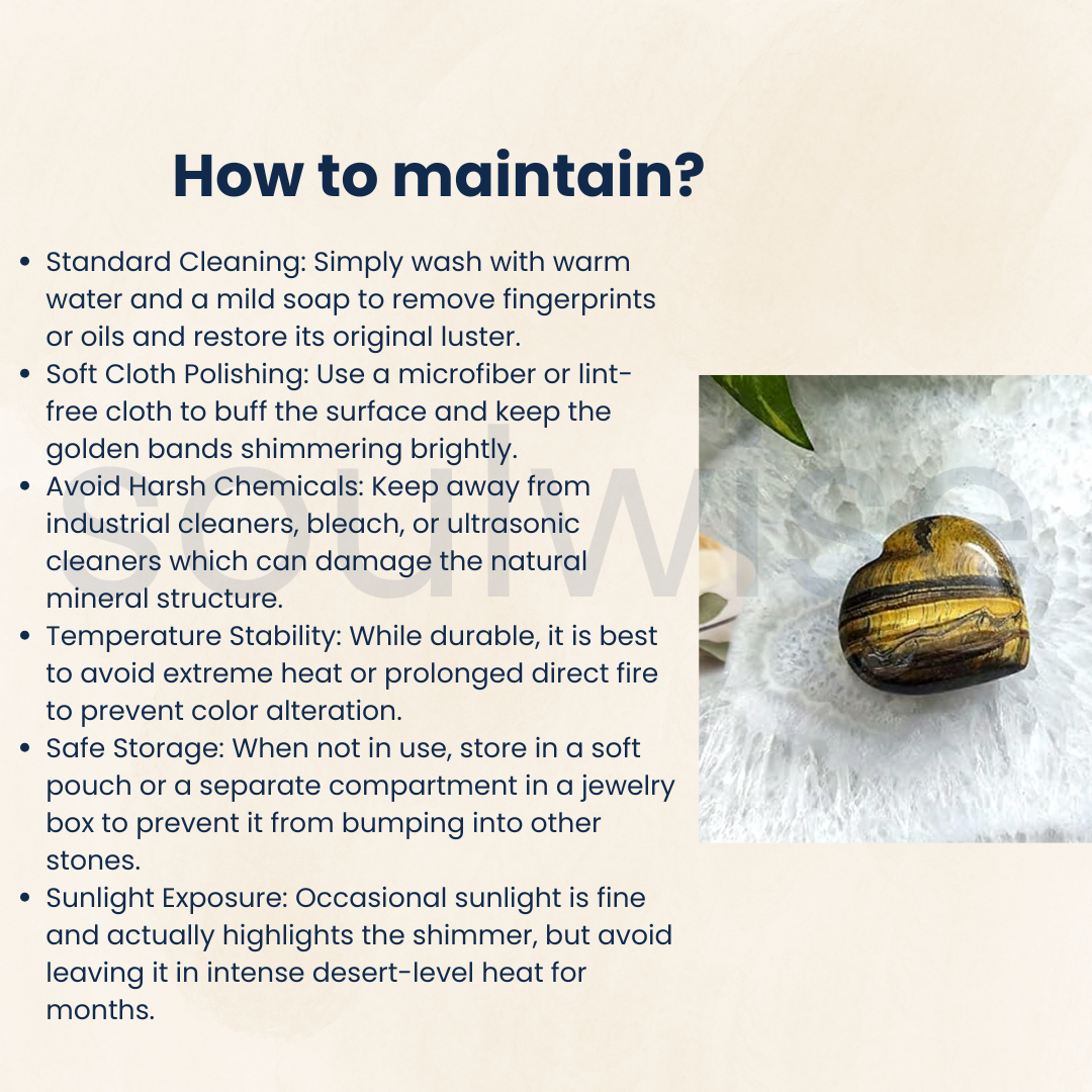 Tiger's Eye Healing Crystal Heart-Shape Decor for Confidence, Prosperity, attracting Wealth and Success, Valentine Gift Housewarming (Tiger Eye)