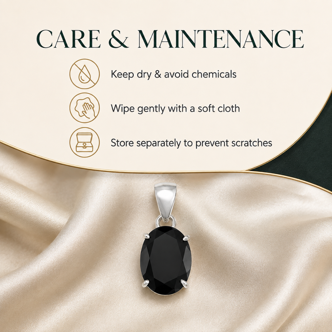 Natural Black Tourmaline Gemstone Pendant – Oval-Cut Protective Crystal Jewellery
