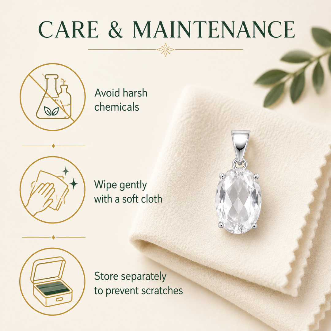Natural Clear Quartz Gemstone Pendant – Oval-Cut Crystal Jewellery