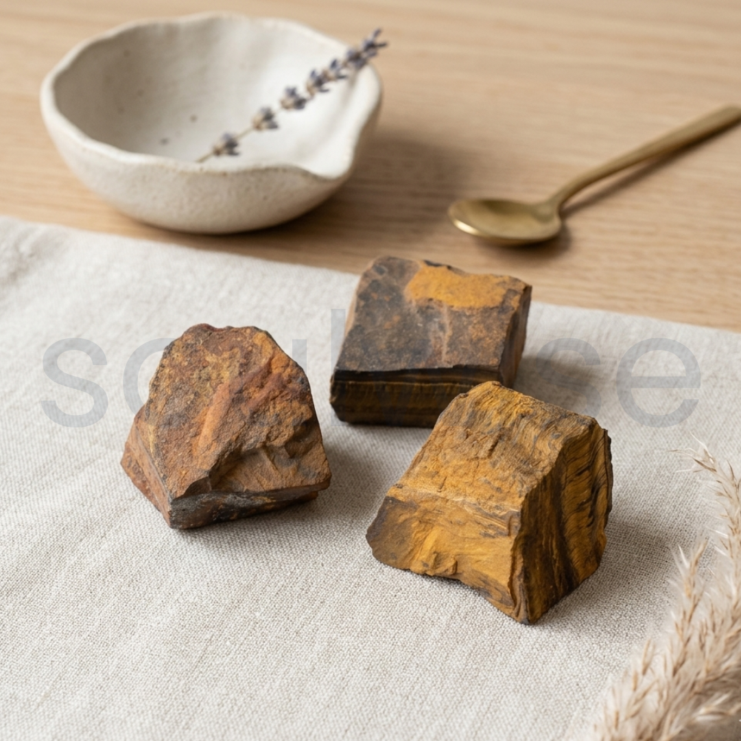 Tiger Eye Raw Natural Stone – Unpolished Healing Crystal for Confidence, Protection & Success | Grounding Solar Plexus Energy Stone (50g)