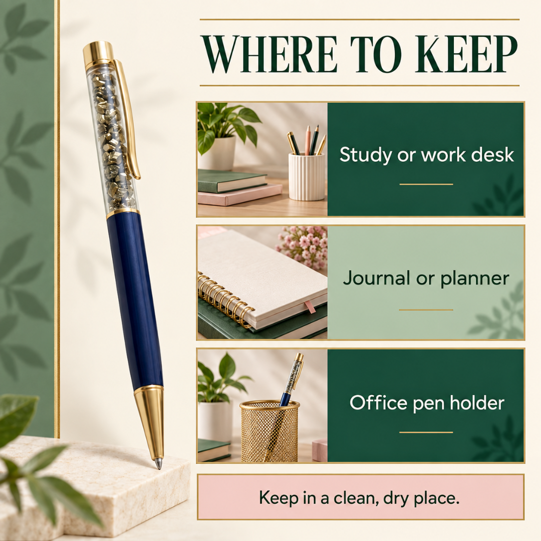 Pyrite Ball Pen – Crystal Ballpoint Pen for Office, Journaling & Thoughtful Gifting