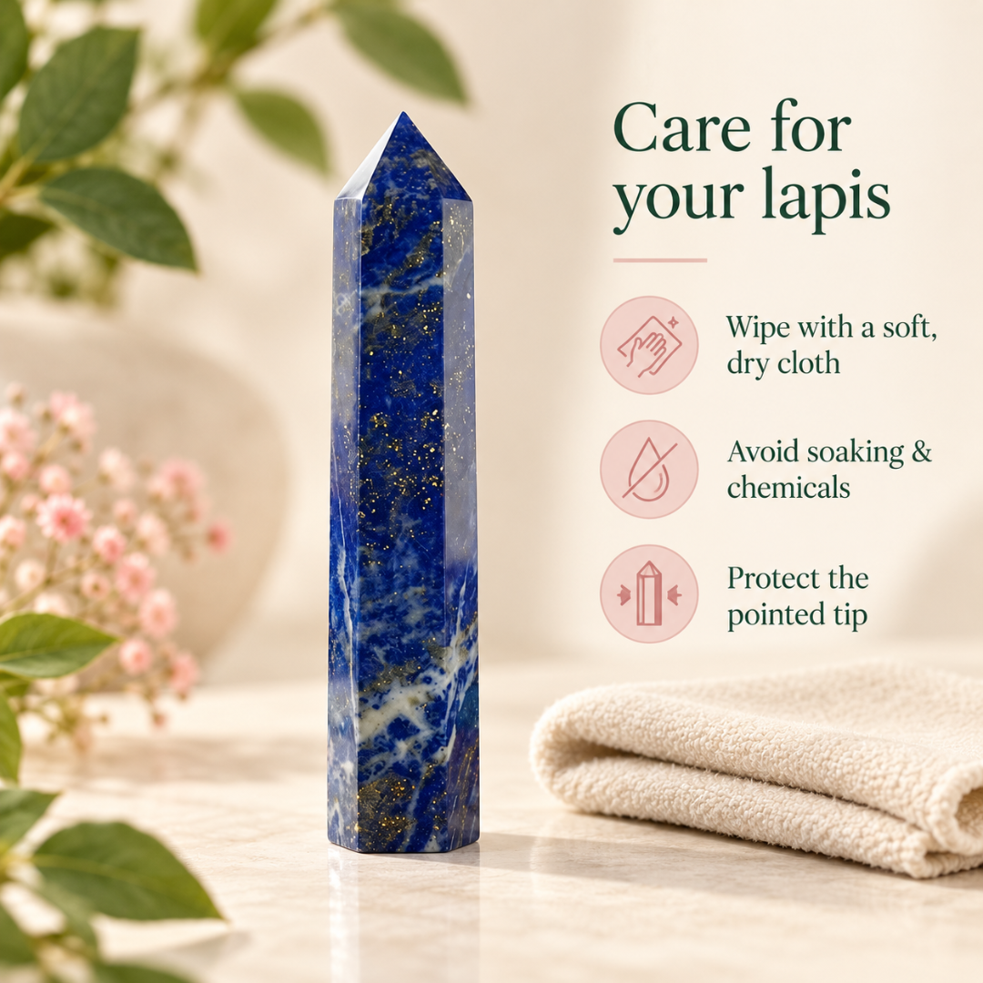 Natural Lapis Lazuli Crystal Pencil – Healing Gemstone Point for Wisdom, Mental Clarity, Focus, Communication, Intuition, Reiki, Meditation, Chakra Balancing & Positive Energy