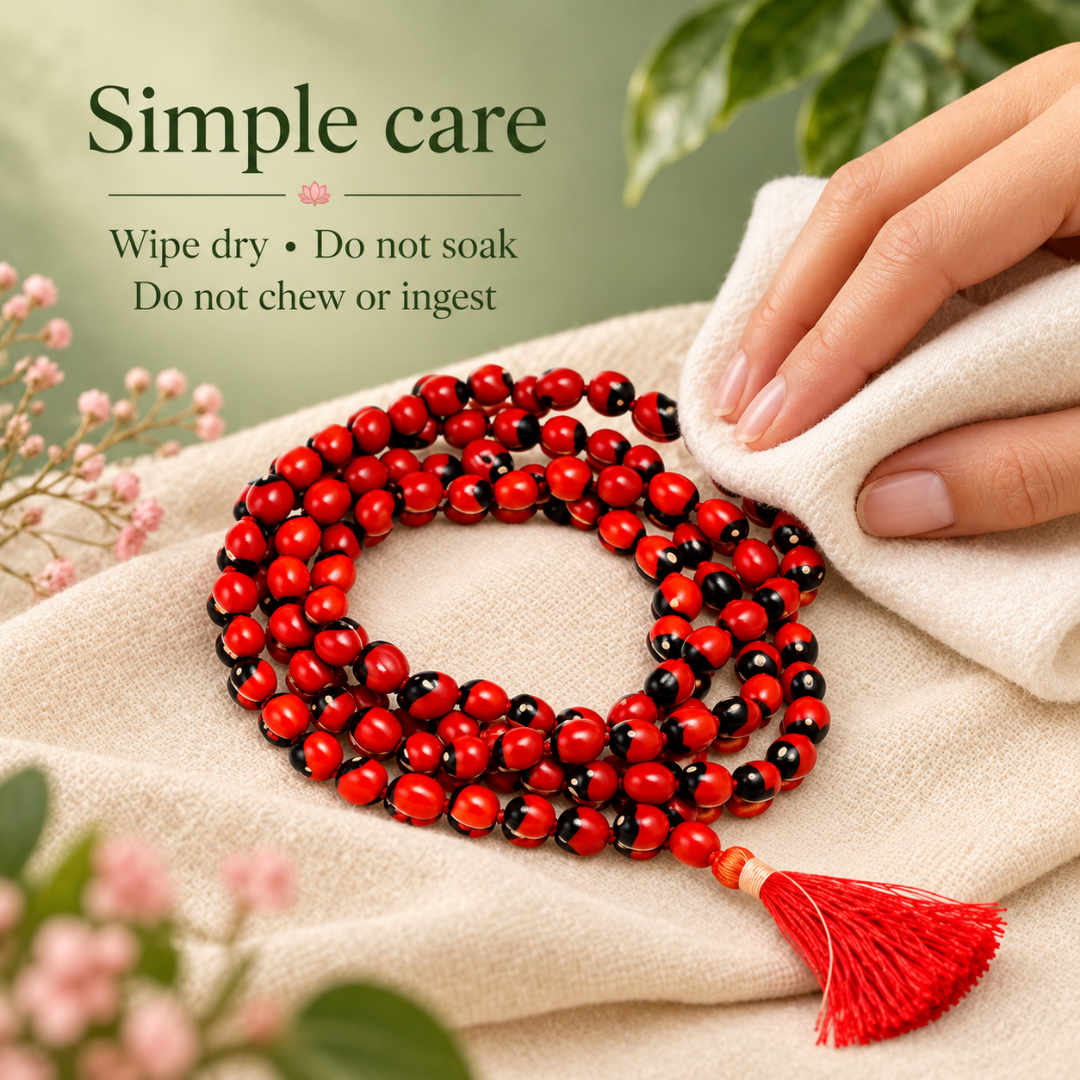 Soulwise Rakta Gunja Mala | 108 Beads Rakta Gunja Japa Mala | Sacred Red Gunja Seed Mala for Mantra Chanting, Spiritual Sadhana & Energy Protection.